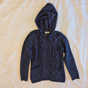 FatFace Navy Blue Cable Knit Full Zip Hoodie Sweater - Size 2